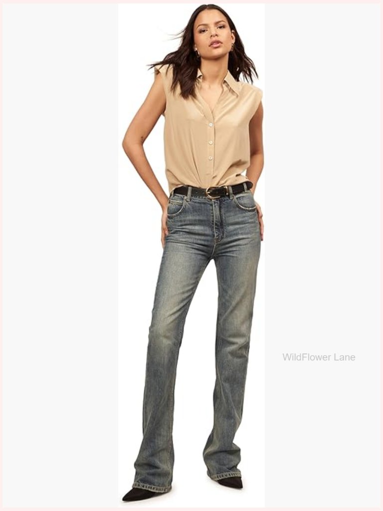 Sleeveless Silk Button-Down Tank Top Blouse Shirt Women's